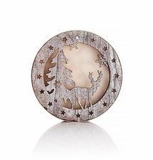 Holz Bild Holzbild Leuchtbild Sterne Hologramm Holz Weiß Shabby 3D Effekt Hirsch