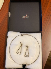 Schmuck Set 925 silber, Kette Ohrringe Christ, ungetragen