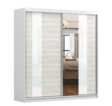 Schwebetürenschrank Kleiderschrank mit Glaseinsatz Spiegel - Claudia 32 200 cm