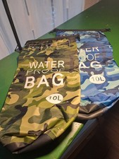 2 Stück Packsack Dry Bag wasserdicht Seesack  10L blau Camping Rollbeutel camo