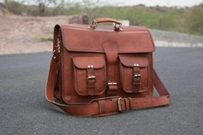 Tasche Vintage Leder Laptop echt Kuriertasche Aktentasche Umhängetasche Schul...