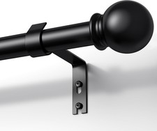 TRAROD Gardinenstange ausziehbar 81-314cm 16mm Durchmesser Metall schwarz matt