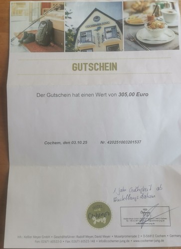 Hotelgutschein für cochem - für,