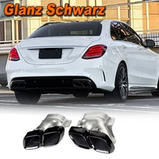 Für Mercedes W205 C63 AMG 2014-2021 Glanz Schwarz Auspuffblende Endrohr Tailpipe