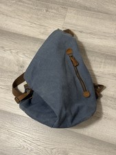 KL928 Retro Segeltuch Rucksack Canvas Vintage mit Echtleder Daypack blau