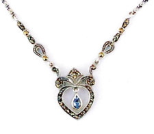 Collier Kette Aquamarin farbig