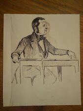 DOPPELPORTRÄT TINTENZEICHNUNG PROFIL MÄNNER MODE NAPOLEON III um 1860 BÜRO