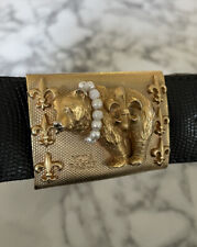 YUTA PASCH Designer Gürtel Vintage Eisbär vergoldete Schnalle französische Lilie