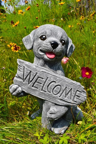 Steinfigur willkommen hund - willkommen,