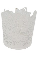 IKEA Übertopf Weiß Metall Blätter Lochmuster Modern Pflanztopf 8cm