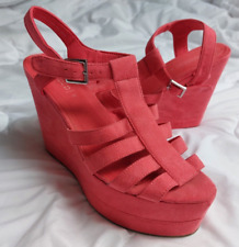 H&M Divided Wedges 5 bis 12 cm Plateau Erdbeerrot Riemen Gr. 39