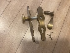 Drückergarnitur Messing brüniert Türbeschlag Löffel Türgriff Antik Langschild