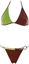 Bademode Strandladen Damen Brasil Triangel Bikini Braun Grün XS k107