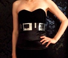 Super schöne Corsage Korsett Top in schwarz mit Pailetten, Gr. 34