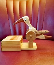 Zahnstocher Spender Specht Holz mechanisch seltene Handarbeit Sammlerstück