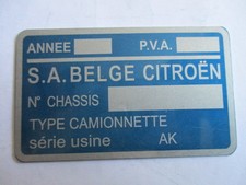 Typenschild Belge citroen
