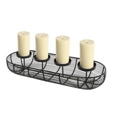 Metall Advents Kranz länglich mit Korb - 50 cm - Weihnachten Deko Kerzen Ständer