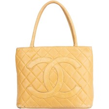 Chanel Yellow Caviar Leather Medaillon Handbag Coco CC Tasche