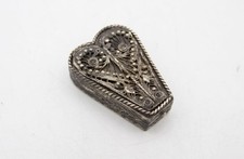 Alte Pillendose Giftdose Herz Sargform vermutlich versilbert mit Punze 90 Mexiko