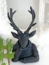 Großer Hirsch Hirschkopf m. Geweih, Büste Figur Skulptur, Schwarz