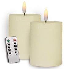 2er Set LED Echtwachs Kerzen