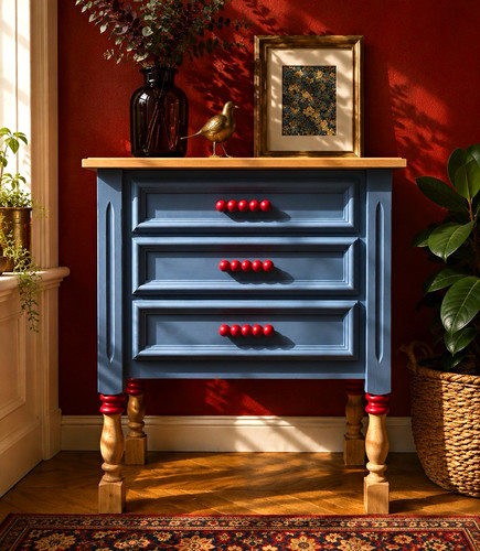 Kommode vintage holz blau - kommode,