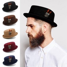 Herren Damen Wollhut Pork Pie