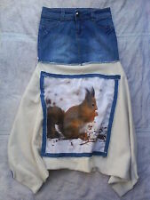 Haremshose Pumphose Pluderhose Upcycling  Gr. xs 34/36 jeans Eichhörnchen tracht