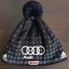 DSV Adidas Audi Mütze Skimütze Gr. M Bommelmütze Strickmütze Wintermütze Schwarz