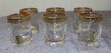 Whiskygläser Medici Murano Glas mit Goldrand und Ätzdekor 9,2 cm Set 6 Stück