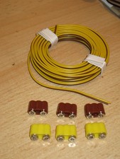 Kabel Zwillingslitze f. Eisenbahnlampen braun/gelb  Ring a 5m plus 6x Kupplung
