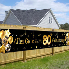 80 Geburtstag Banner Mann Gold