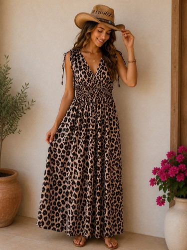 Langes kleid leopard gr - kleid,
