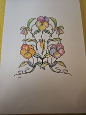 5 STIEFMÜTTERCHEN Malerei A.Köhn