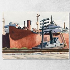 Angedockter Frachter Und Schlepper Edward Hopper, eho63 drucken auf leinwand