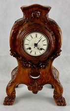 LÖWENTATZEN PENDULE HERRENZIMMER 1910-1920 NUSSBAUM GESCHNITZT TOP-QUALITÄT