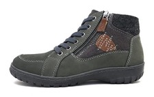 Reflexan Stiefelette Leder Damenschuhe Schnürstiefel Grau Freizeit