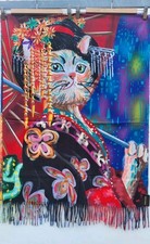 Hübscher Schal Tuch Stola mit  Katze ❤️ Katzen Motiv ❤️ Neu ❤️ bunt ❤️