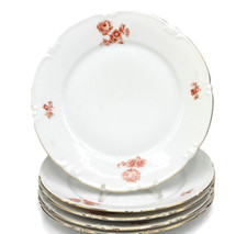 TELLER 5x Kuchenteller Blumendekor Goldrand Zeh Scherzer Bavaria 50Jahre Ø19,5cm