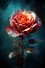 Wandbild: Rote Rose auf einem