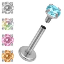 6 teiliges Piercing Set Labret Tragus Monroe Lippe Ohr Helix Strass Stein farbig