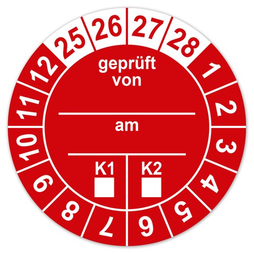 Prüfplakette geprüft von - , am