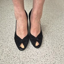 Pumps,Gr.38Peeptoe-High-Heels Ballerinas, Leder, P.Keiser Stewardess gebraucht  