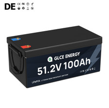 51.2V 100Ah LiFePO4 Lithium Batterie 5.12kWh Akku Solar Stromspeicher 48V BMS RV