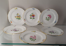 6 x Meissen Kuchenteller  Dessertteller Bunte Blume Goldrand 3 x 1. Wahl  18 cm