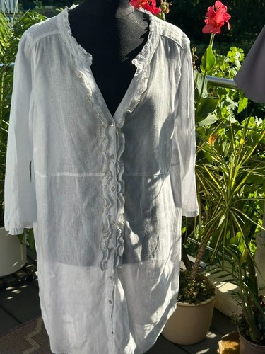 Weiße leinen bluse - leinen-bluse, von