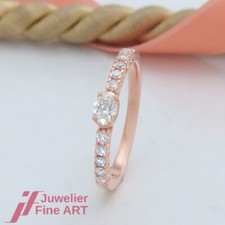 Diamant-Solitär-Ring mit Akzent 11 Diamanten ges. 0,45ct- 18K/750 Rotgold-NEU!