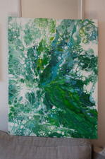 Acrylbild XXL handgemalt grün