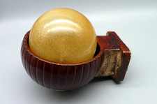 Wandlampe Keramik 1970er Brutalismus Wandleuchte braun/gelbes Glas 30x24x26 cm