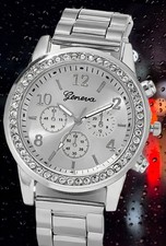 Damen Armbanduhr💫Damen Quarz Uhr Silber Strass Glitzer Quarzuhr Damen Schmuck !